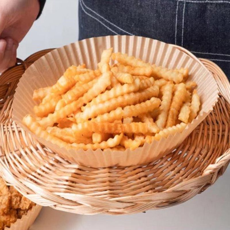 Haushaltsküche Luftfritteusenpapier doppelseitiges Silikonölpapier Einweg-Backwerkzeuge rundes ölabsorbierendes Papier Großhandel_voghion.com