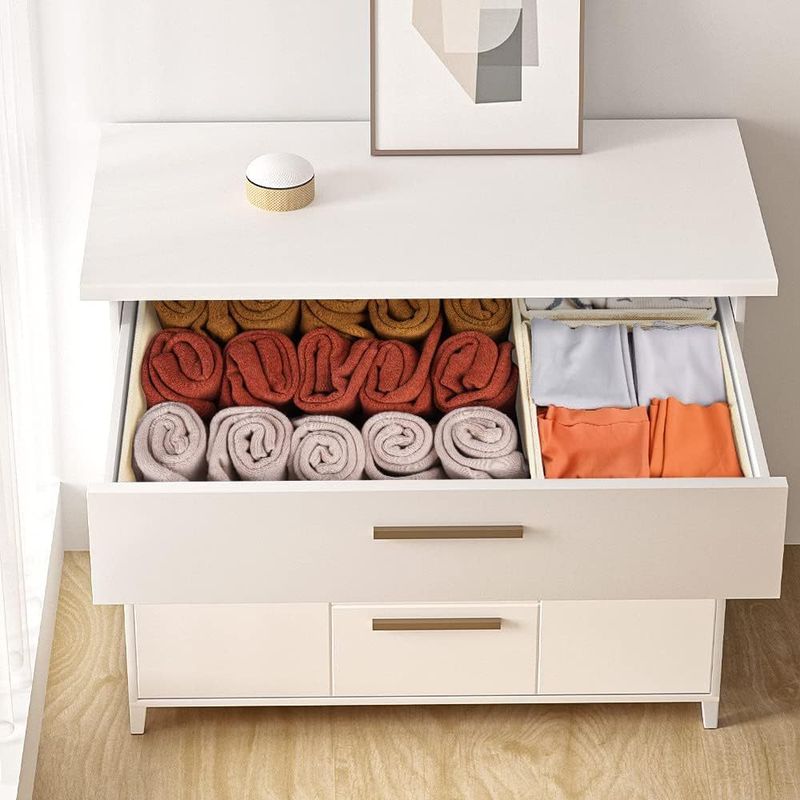 6-Piece Fabric Storage Box Set For Underwear, Socks & Small Items Foldable Closet Organizer With Multiple Sizes Breathable Non-Woven Material_voghion.com