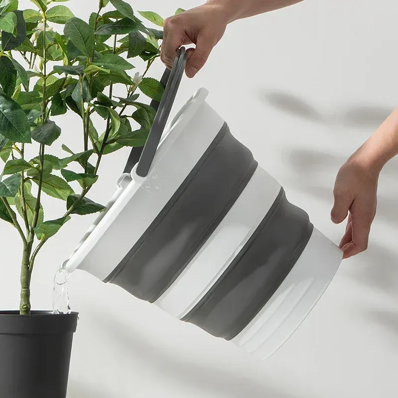 5/10/15L Portable Folding Bucket For Washing Outdoor Foldable Basin Silicone Water Bucket Camping Space Saving Car Wash Buckets_voghion.com