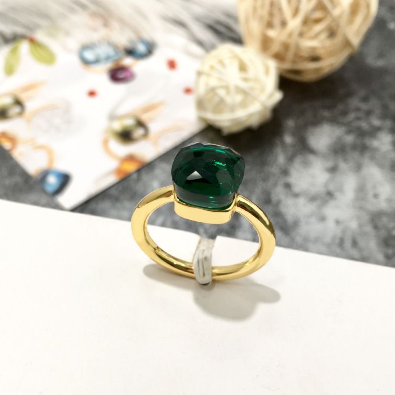 Anello geometrico sfaccettato in rame con testa di fungo in cristallo multicolore, per uomo e donna_voghion.com
