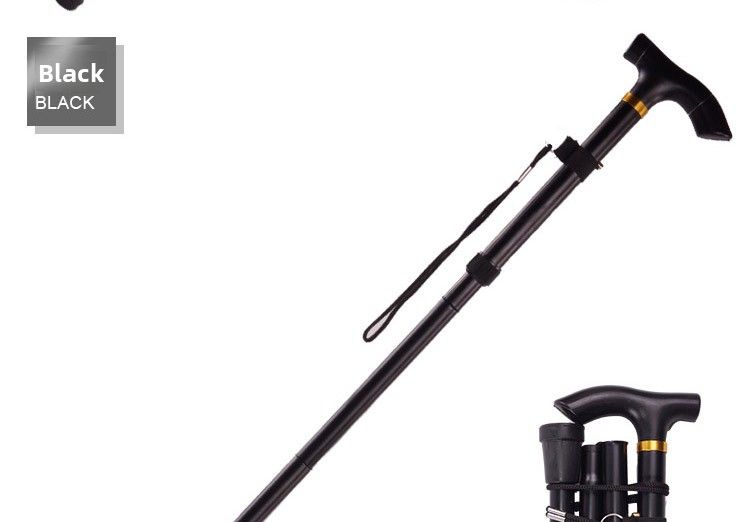 Five-Section Folding Ultra-Short Trekking Pole Climbing Travel Hiking T-Handle Cane Five-Level Adjustment Telescopic_voghion.com