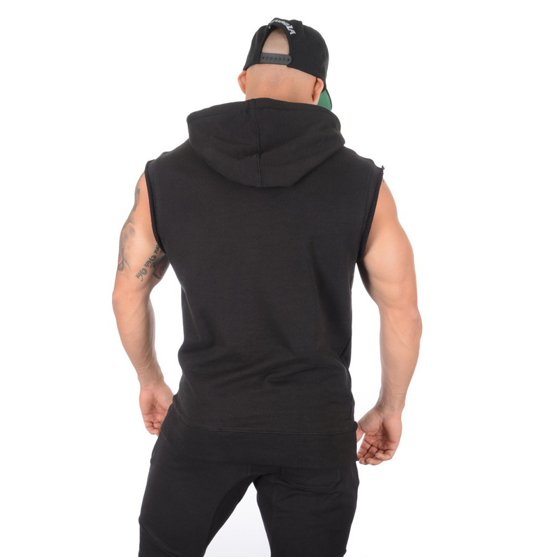 Muscle Fitness Brother Sommer Herren Sport Freizeit Lauftraining Dünne ärmellose Weste mit Fellkapuze_voghion.com