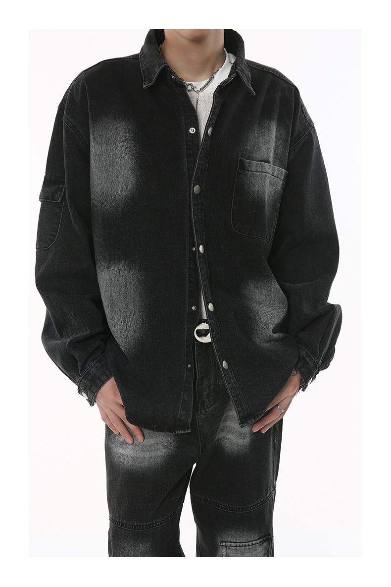 Men's Clothing | Autumn New Style Washed White Workwear Denim Jacket Trousers Set_voghion.com