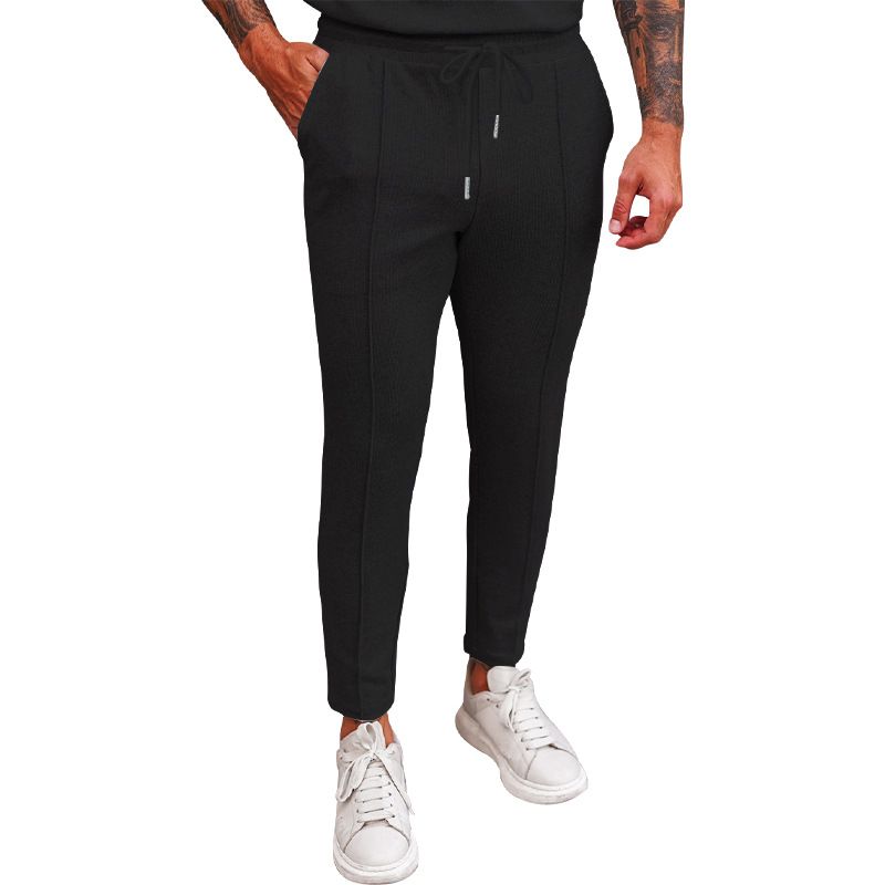 Frühling und Sommer Waffel Krawatte Gerade Bein Business Casual Hosen für Männer_voghion.com
