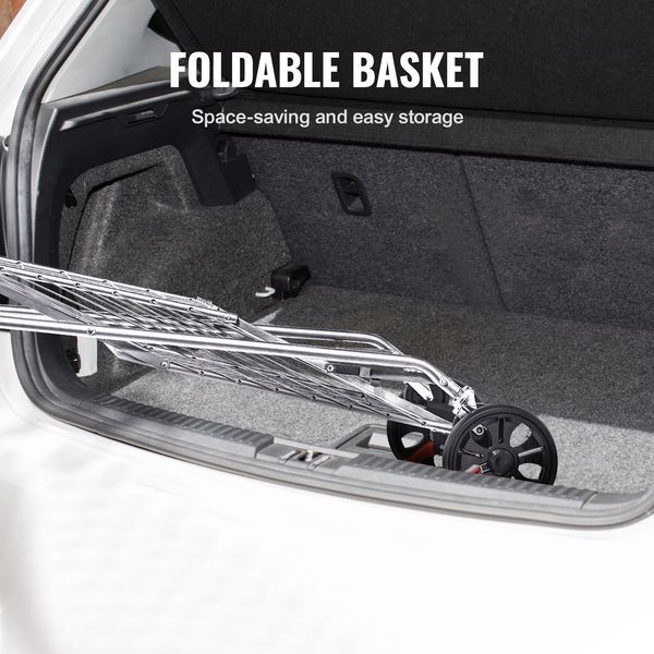 VEVOR Folding Shopping Cart, 110 Lbs Max Load Capacity, Grocery Utility Cart With Rolling Swivel Wheels, Heavy Duty Foldable Laundry Basket Trolley_voghion.com