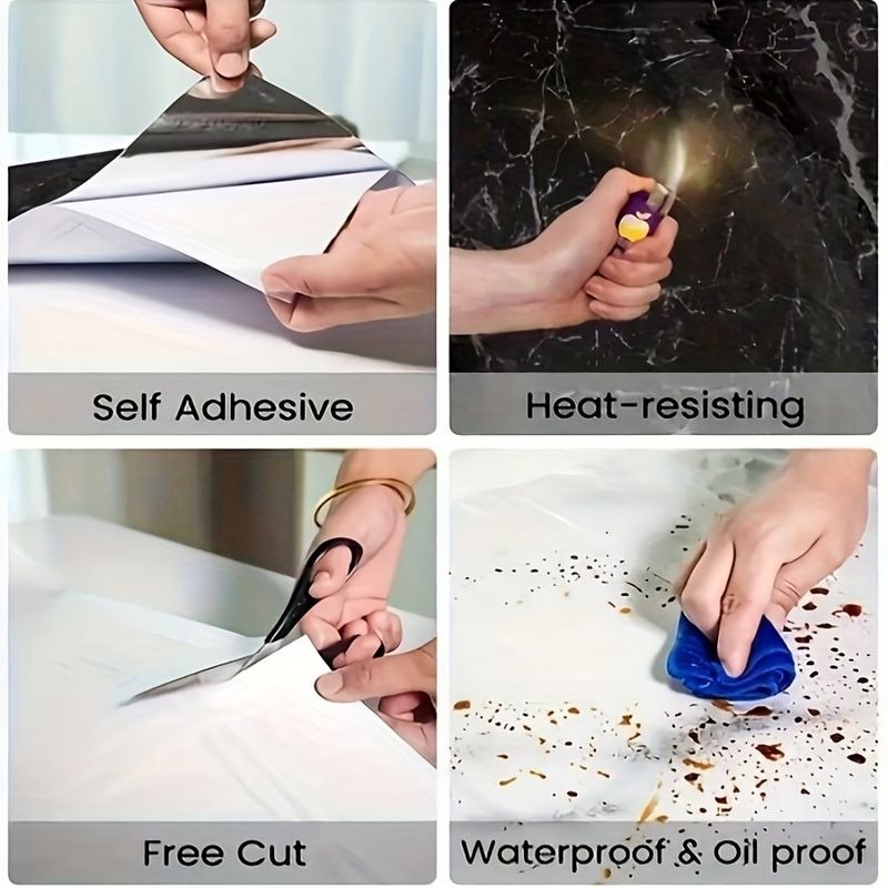 Película de mármore para bancada de armário de cozinha, móveis, mesa, azulejo, fogão, renovação, adesivos autoadesivos à prova d'água e óleo_voghion.com