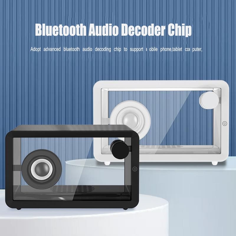 M8 Simple Fashion Transparent Bluetooth Speaker Subwoofer with Ambient Light(White)_voghion.com