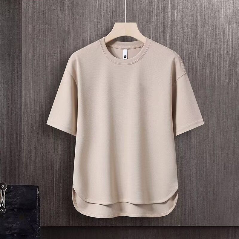 Loose-Fit Men's T-Shirt And Shorts 2-Piece Set Solid Color Summer Japanese Trendy Style Ins Short Sleeve Casual Wear_voghion.com