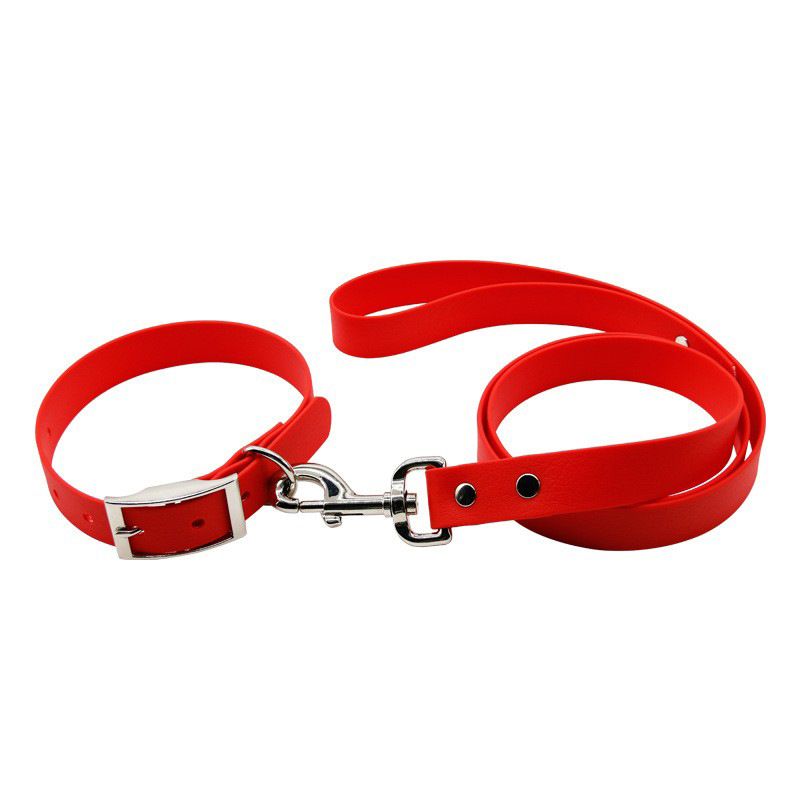 Neu Haustierbedarf in Macaron-Farbe, PVC-geprägt, wasserdicht, verschleißfest, Hundehalsband, Leine_voghion.com