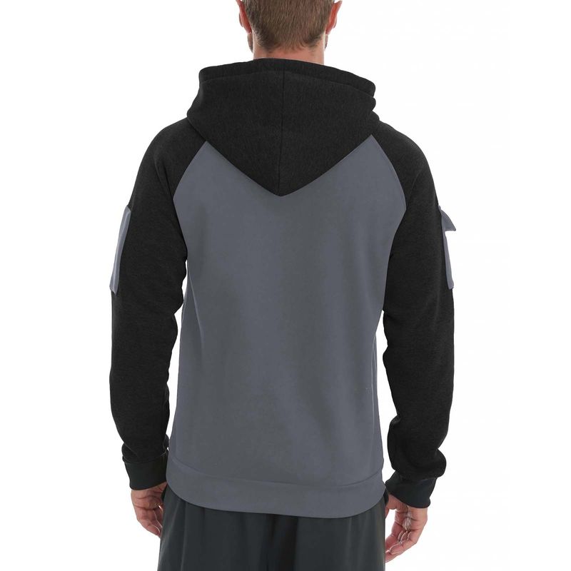 Sweat à capuche de sport à fermeture éclair pour hommes, style transfrontalier européen et américain, avec poches sur les bras, décontracté et polyvalent, automne-hiver_voghion.com