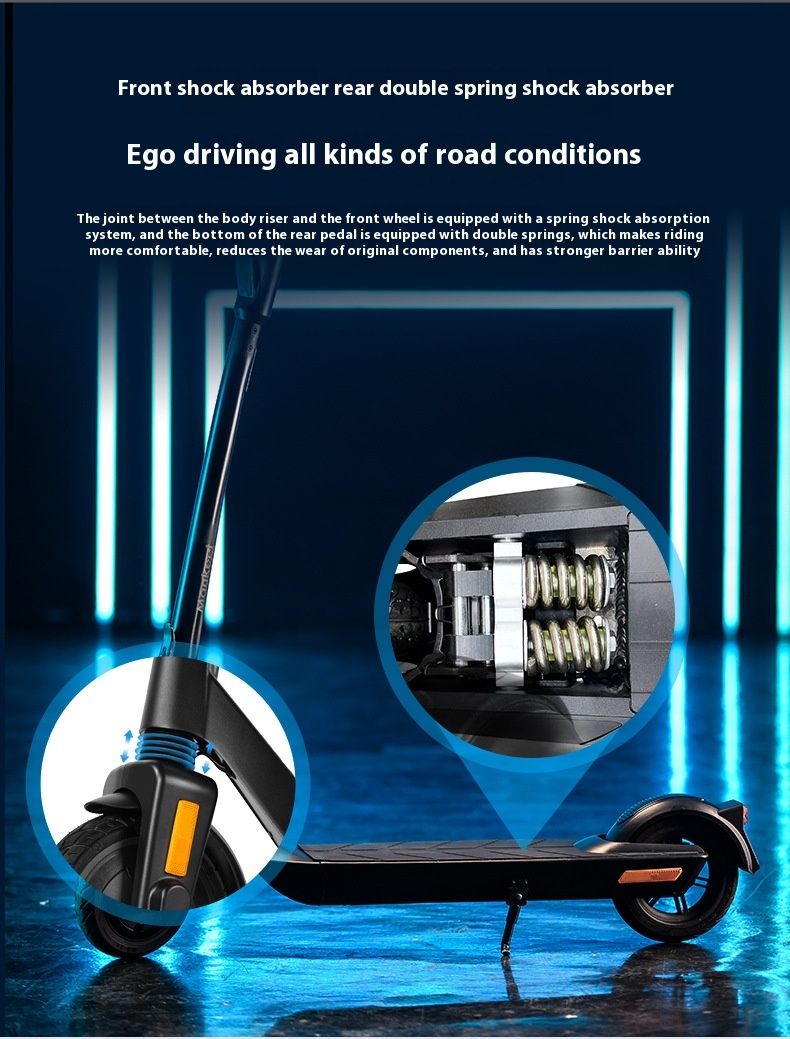 Patinete eléctrico Manke 090 con doble amortiguación, intermitentes izquierdo y derecho, freno electrónico_voghion.com