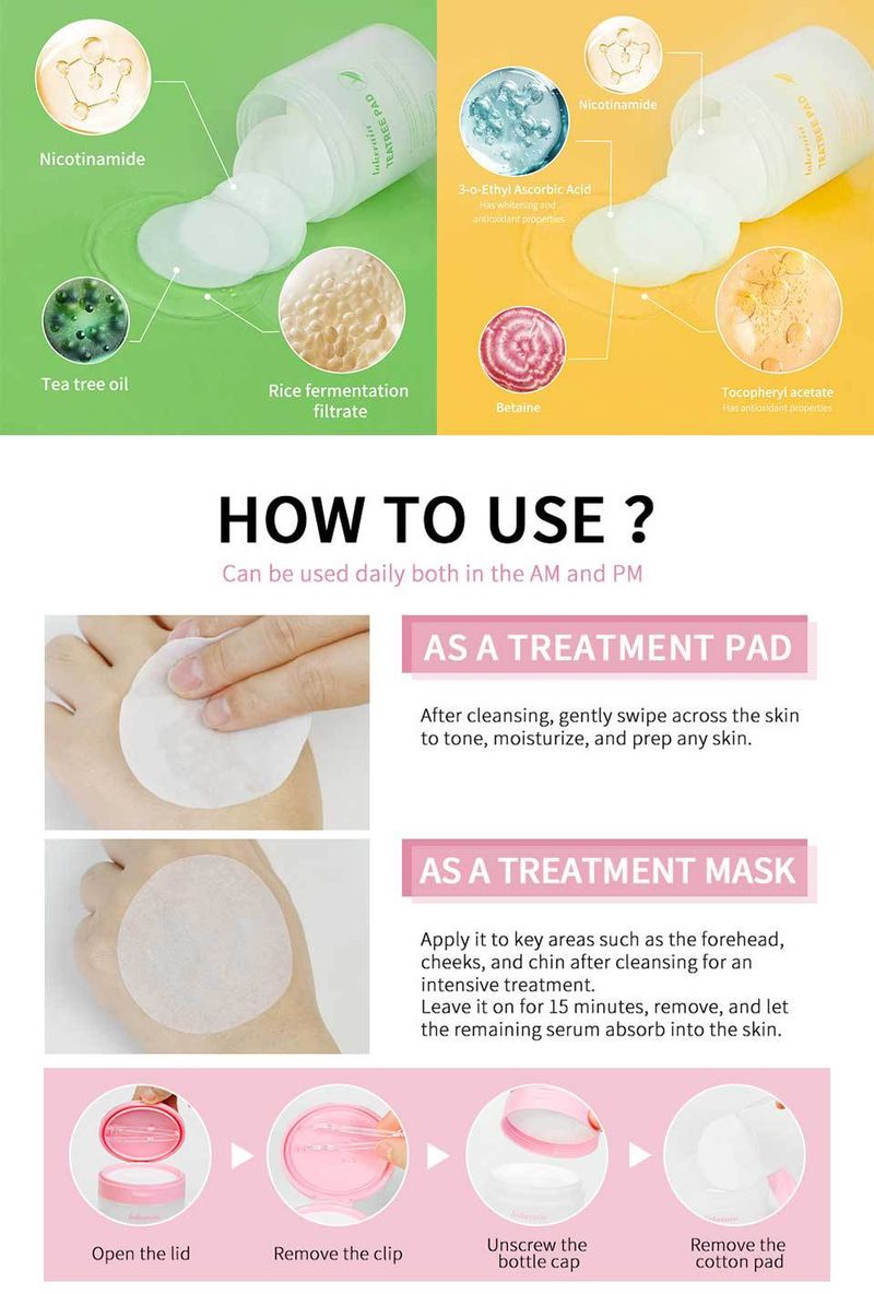 Lakerain Collagen & Madecassoside Facial Cotton Pads (100pcs) - Soothing Ampoule Pads For Acne & Hydration_voghion.com