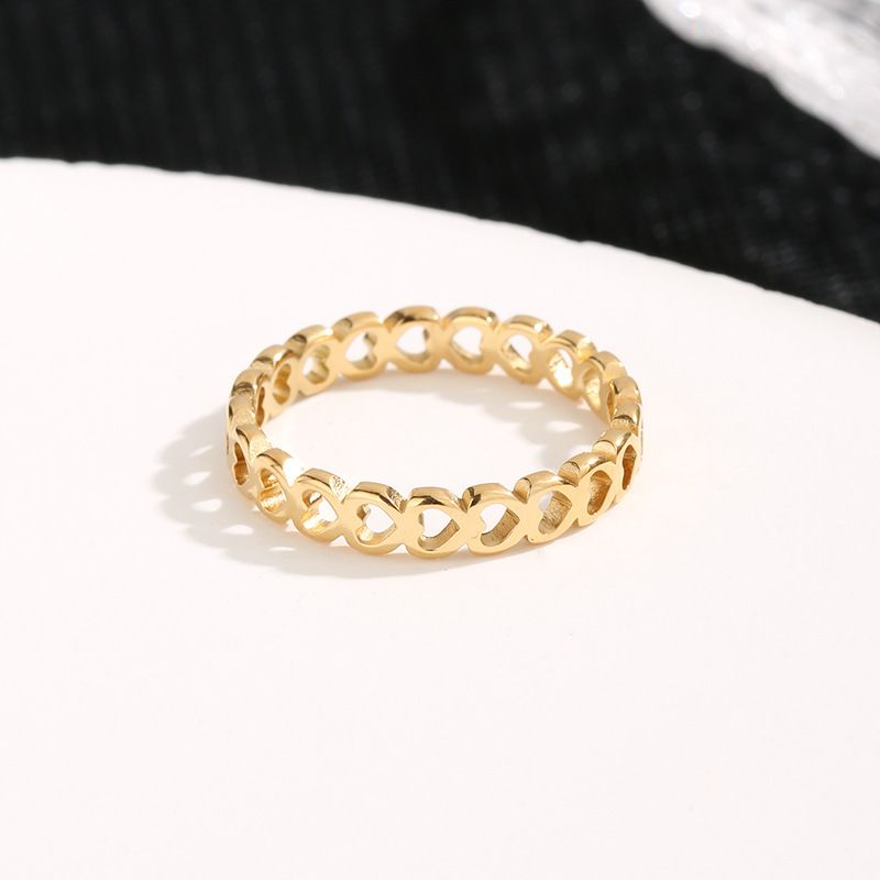 Anello in acciaio al titanio con cuore di pesca - Gioielli d'amore per coppie, cavi e solidi (design di nicchia, stile all'avanguardia)_voghion.com