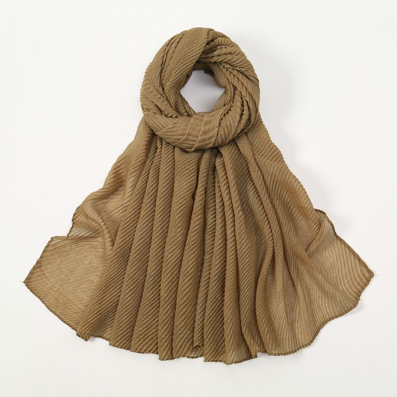 Damenschal, neu, einfarbig, schlicht, silberfarben, Seide, geknittert, lang, elegant, Retro-Stil, ethnisch, modisch, schlicht, vielseitig kombinierbar_voghion.com