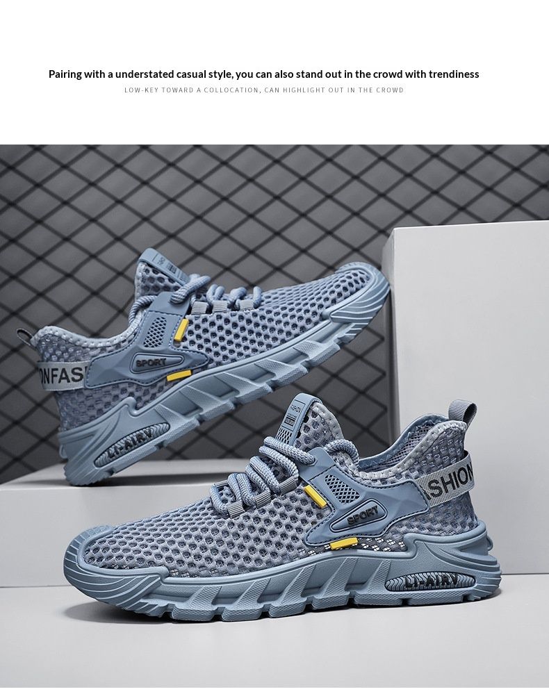 Glide Summer Breathable Thin Men's Running Soft Sole Lightweight Sports Casual Shoes Large Mesh Hollow Design_voghion.com