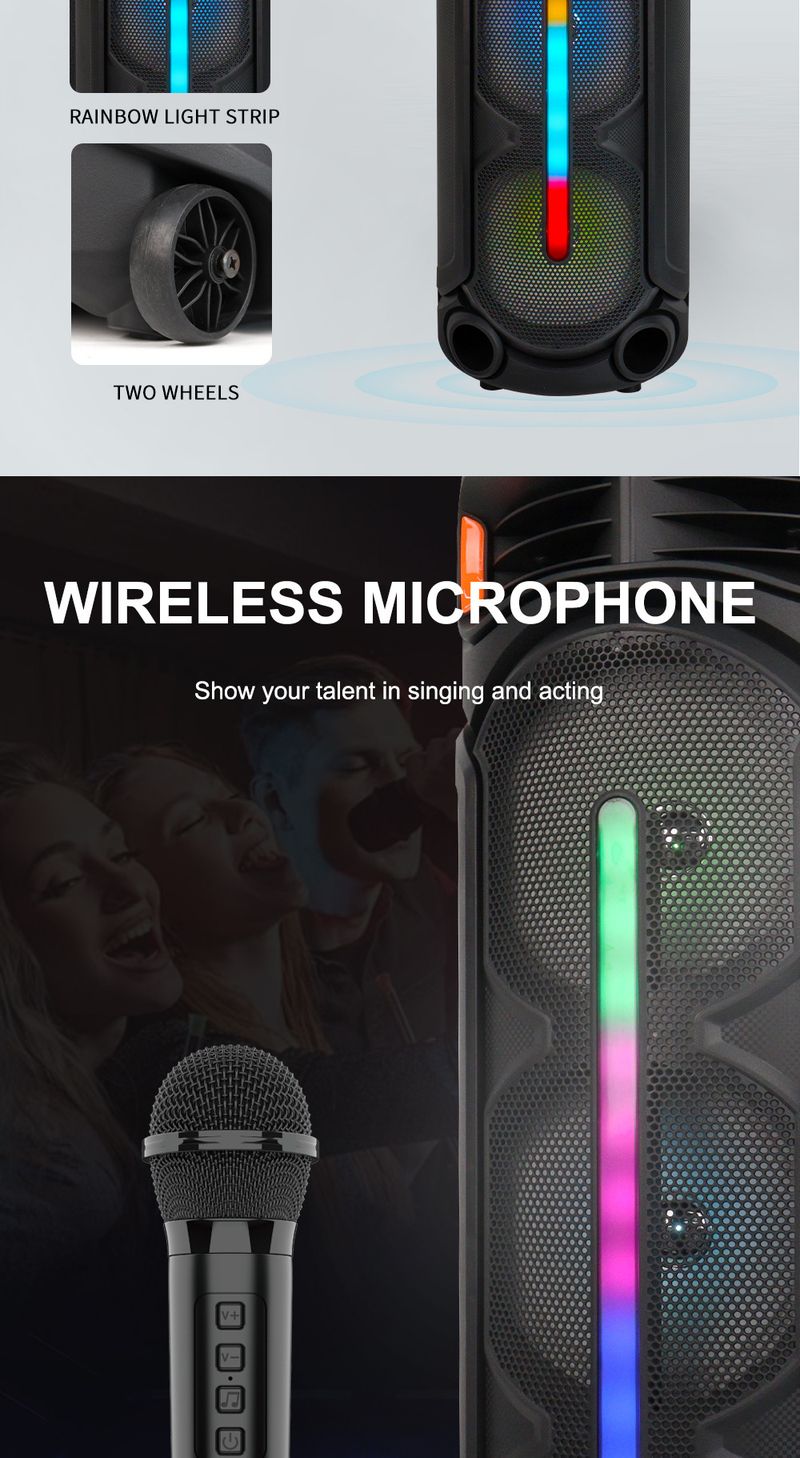 ZQS8312 Aktiver Bass 40 W Leistung Dual 8 Zoll Karaoke Square Dance Kabelloses Bluetooth Big Audio_voghion.com