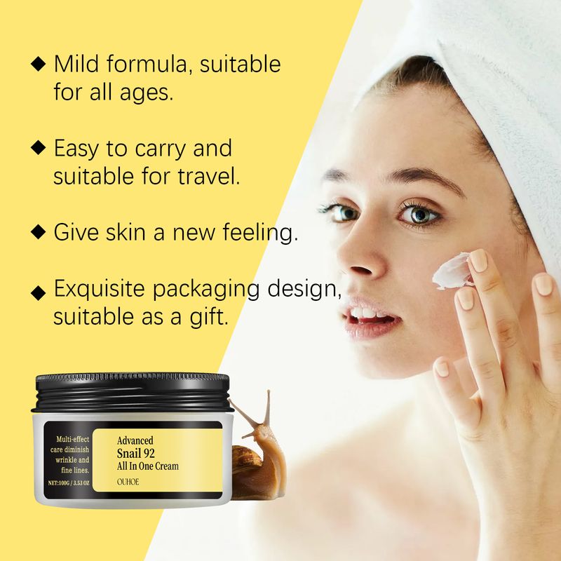 OUHOE Snail Care Cream kasvojen kosteuttava kosteuttava korjaava ihonhoitovoide_voghion.com