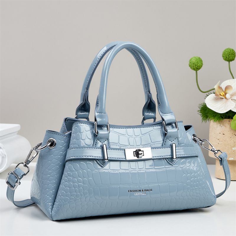 Women's Fashion Handbag With Crocodile Texture, Retro Small Crossbody Bag For Daily Use, PU Leather Shoulder Bag With Zipper Closure, Medium Size_voghion.com