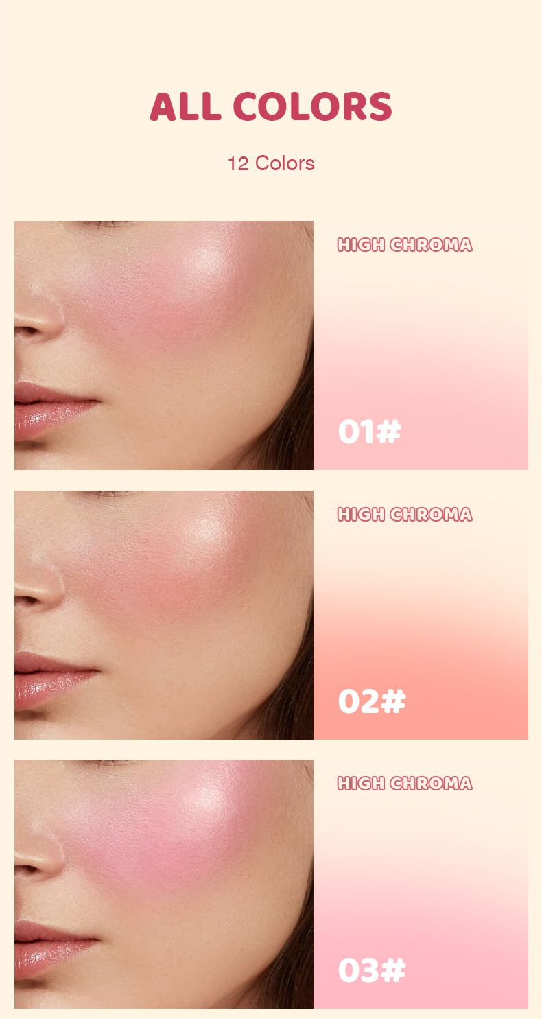 Monochrome Powder Blusher Cream Matte Nude Makeup High Gloss Rouge 12 Color Pearl Light Fine Shiny Powder Blusher_voghion.com