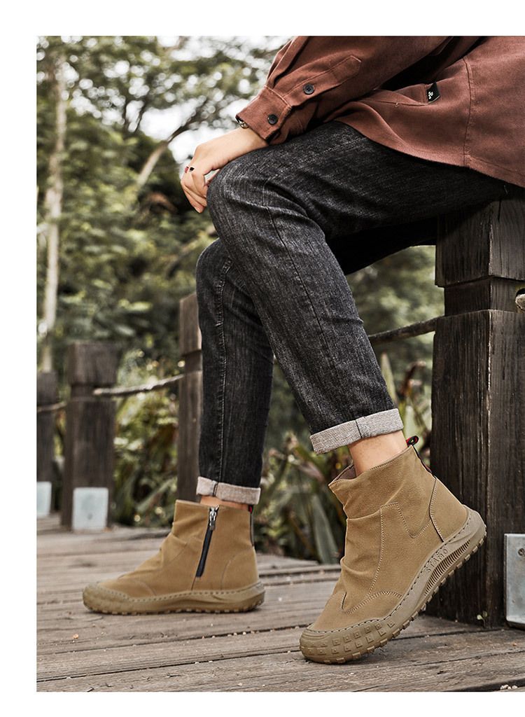 Höga Martin-stövlar för höstens nya arbetskläder, trendiga och mångsidiga halkfria, slitstarka och avslappnade arbetsskyddsskor_voghion.com