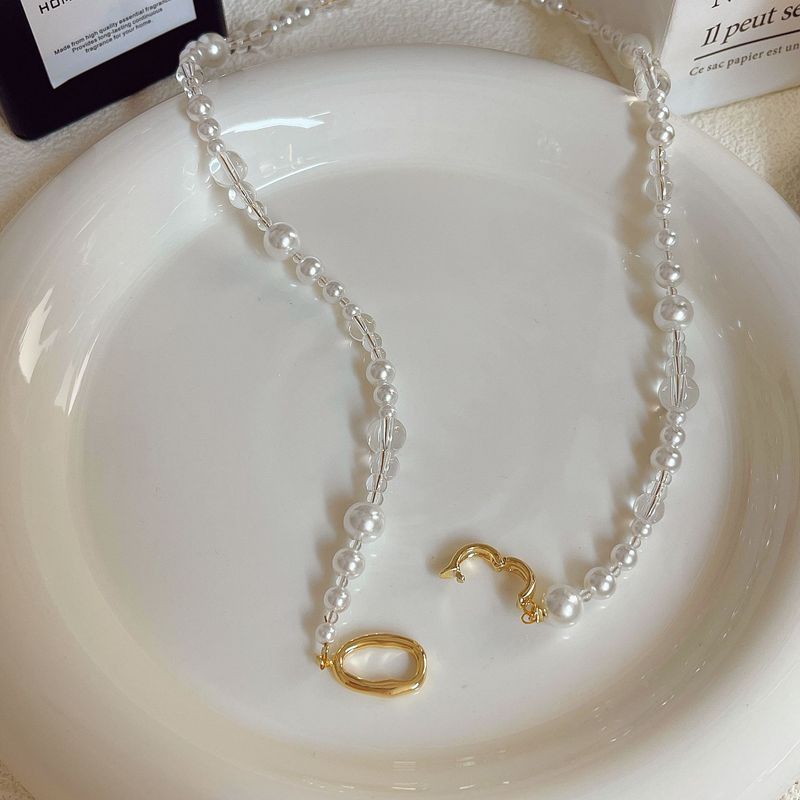 French Unique Light Luxury High-end Crystal Pearl Clasp Necklace For Women, Elegant And Stylish Design, Versatile_voghion.com