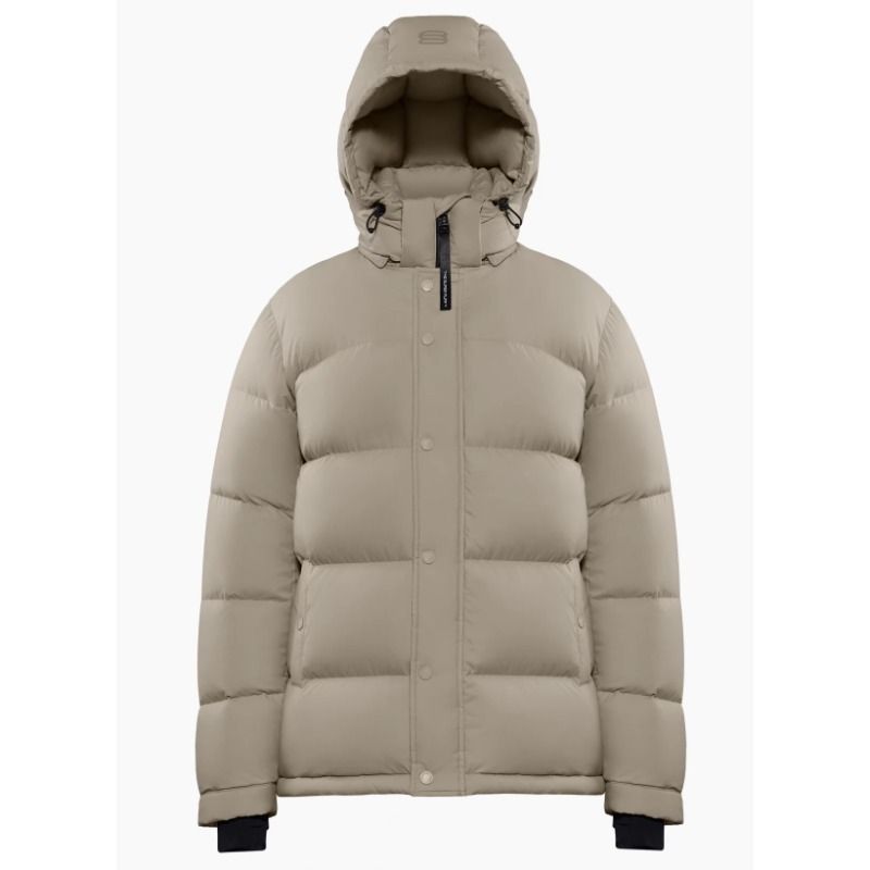 Modern Taupe Warm White Duck Down Short 5-Grid Puffer Jacket Coat_voghion.com