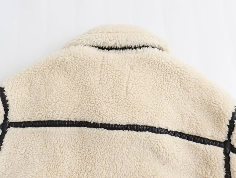 Blouson aviateur en fausse peau de mouton pour femme avec doublure polaire douillette, élégant manteau d'hiver zippé pour un style décontracté et streetwear, léger et chaud_voghion.com