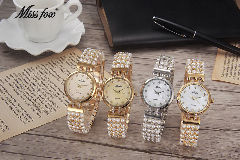 MISS FOX orologio al quarzo impermeabile con puntatore da donna di vendita caldo, perla dorata, diamante intarsiato_voghion.com