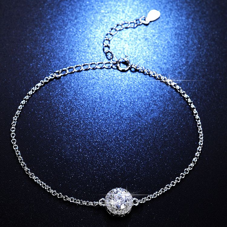 Catena con sei archi a forma di fiocco per donna, semplice braccialetto alla moda con girasole imitato in moissanite_voghion.com