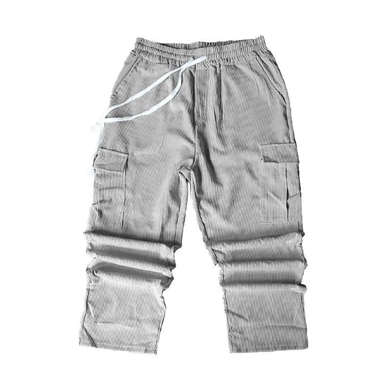 Men's Corduroy Relaxed Fit Straight Leg Pants - Comfortable Casual Trousers For Autumn Winter (Navy, Black, Gray, Army Green, Brick Red)_voghion.com
