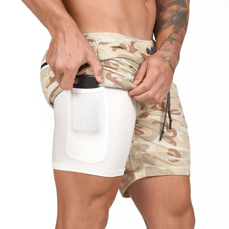 Men's Clothing Sports Shorts Men's Quick-drying Large Size Mesh Boxing Fitness Two-piece Five-point Pants_voghion.com