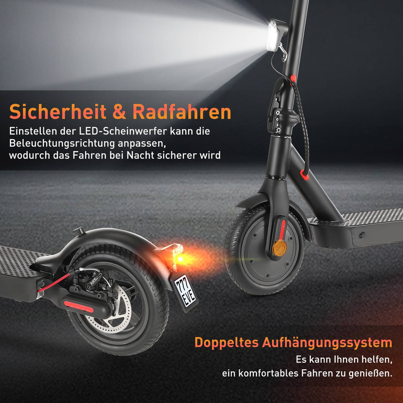 Isinwheel E9 Pro elektrisk skoter med ABE-certifiering, 350W 36V 7,5Ah batteri, 8,5-tums pendlingsscooter med appkontroll_voghion.com