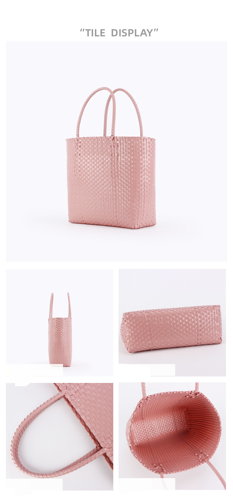 Damentaschen Makronen Frische Farbe Kunststoff Gewebte Tasche Kleine Süße Hand Gehalten Picknick Tasche Badekorb Kleine_voghion.com