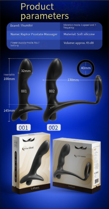 Sekso prekės „Leten Raptor“ prostatos masažuoklis su stipria vibracija, baterija, suaugusiųjų prekės vyrams_voghion.com