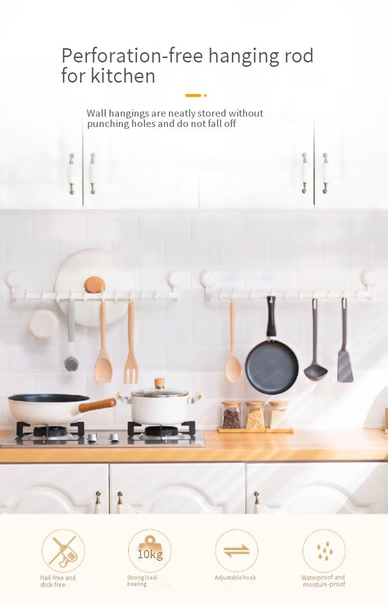 Kitchen Wall Hooks - No Drill Vacuum Suction Organizer (Heavy Duty Hanging Rack For Utensils Pots & Pans - Holds 5kg Fits Tile & Smooth Surfaces)_voghion.com