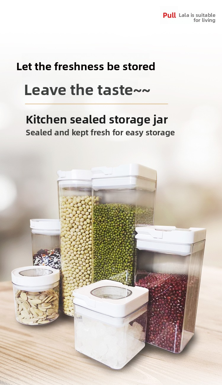 Airtight Food Storage Containers - Kitchen Pantry Organizers For Grains Snacks & Tea (Set Of 6 BPA-Free Plastic)_voghion.com