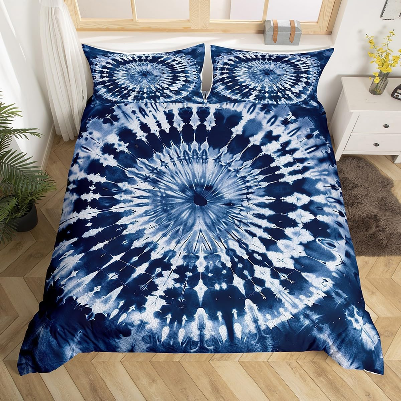 Copripiumino in stile boho per lettino per bambini, ragazzi e ragazze, copripiumino con motivo geometrico a vortice hippie, set letto tie-dye, set di biancheria da letto esotica in stile bohémien, arredamento per la camera da letto._voghion.com