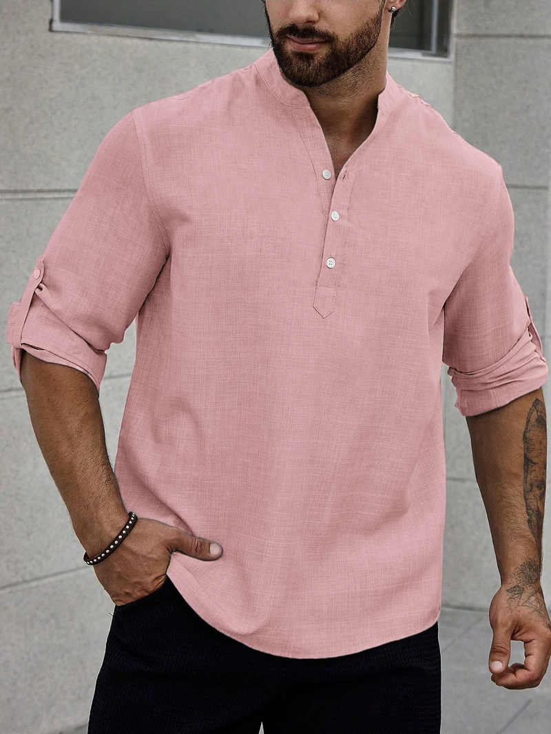 Men's New Style Stand Collar Button-Down Casual Shirt_voghion.com