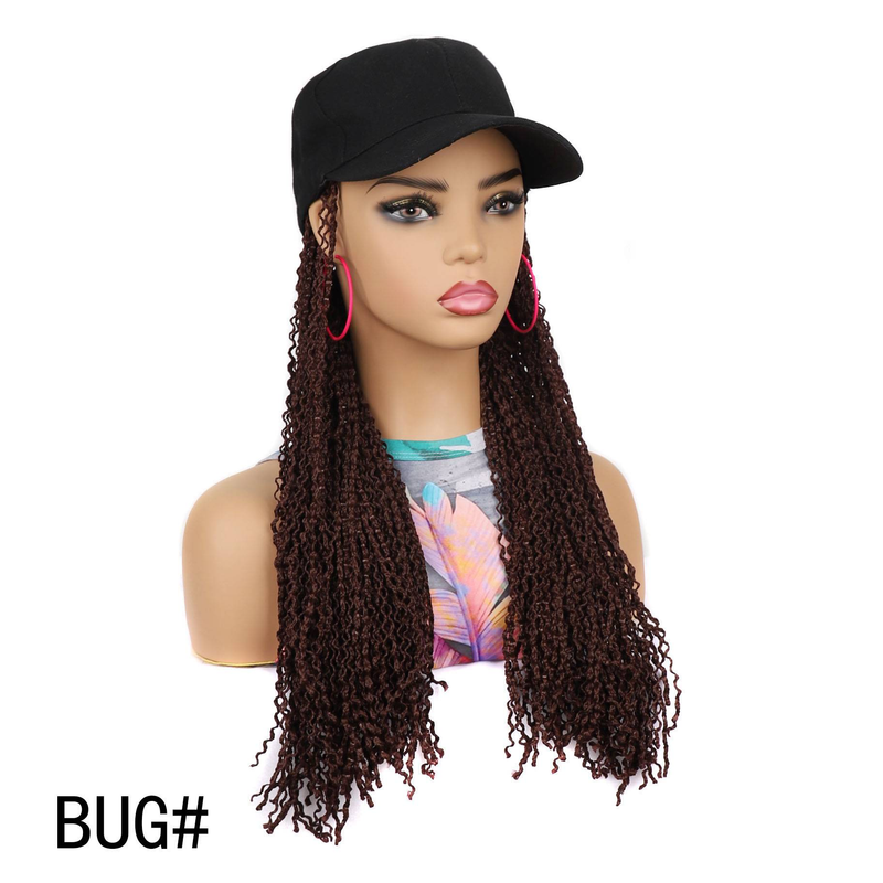 Parrucca con berretto da baseball intrecciato, extension per capelli con treccia a scatola, colore nero, parrucca con berretto nero e capelli sintetici intrecciati lunghi 16 pollici per donna_voghion.com