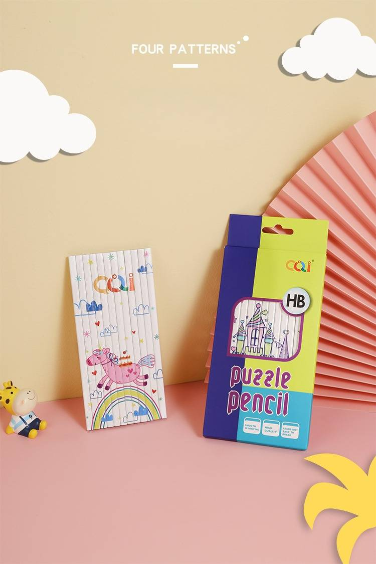 Kreative Cartoon-Quadrat-Puzzle-Bleistifte, DIY-Spaß-Lernwerkzeug für die frühe Gehirnentwicklung von Kindern, HB-Schreibstifte_voghion.com