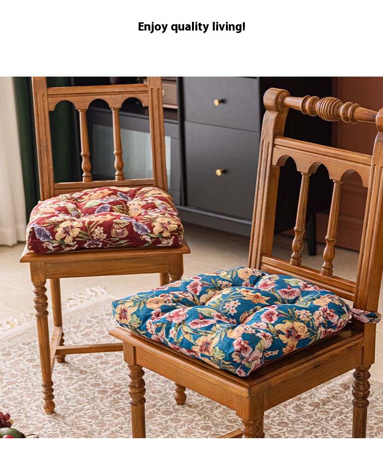Cuscino per sedia in stile francese con motivo floreale – Spesso cuscino imbottito in cotone PP, antiscivolo e decorativo per casa e ufficio (40x40 cm, rosa/marrone)_voghion.com