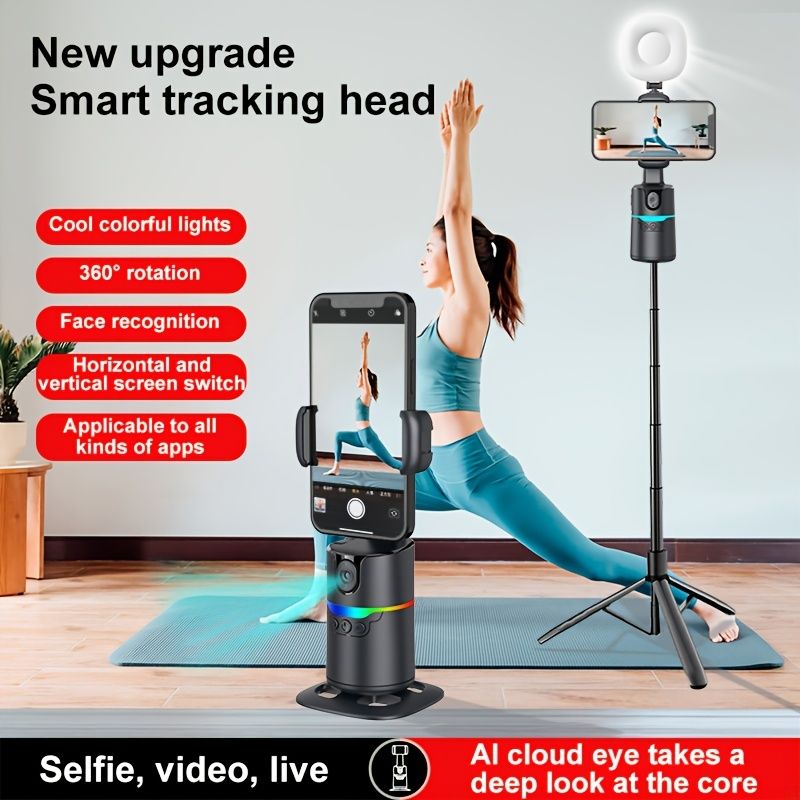 Dispositivo portátil con rotación de 360° y antivibración con IA para transmisiones en vivo y vlogs de viajes | Diseño plegable, inalámbrico, batería de litio recargable_voghion.com