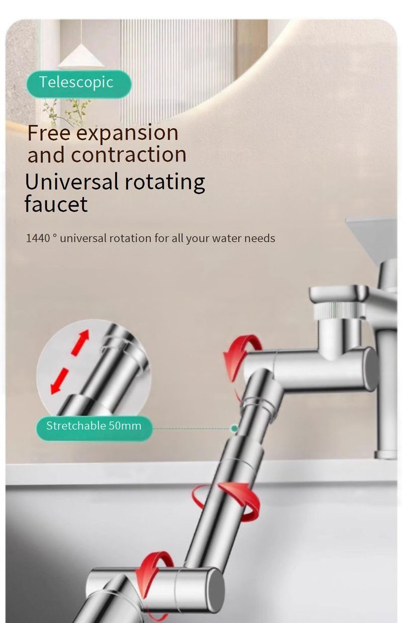 360° Adjustable Faucet Extender With Anti-Splash Aerator - Flexible Gooseneck Spout For Sink, Dual Spray Modes, ABS & Alloy Construction_voghion.com