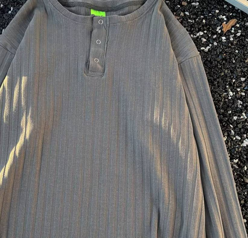 Men’s Retro Shirt – Streetwear Style, Embroidered Lettering, Half-Zip Design (M-3XL, Striped, Lightweight)_voghion.com