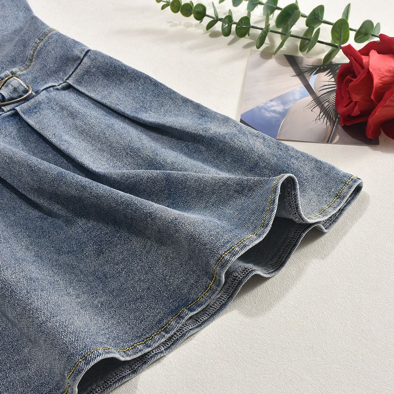 Stretch-Jeanskleid für Damen – Sexy Korsett-Oberteil mit V-Ausschnitt und gerüschtem Saum, figurbetontes Minikleid im französischen Stil_voghion.com