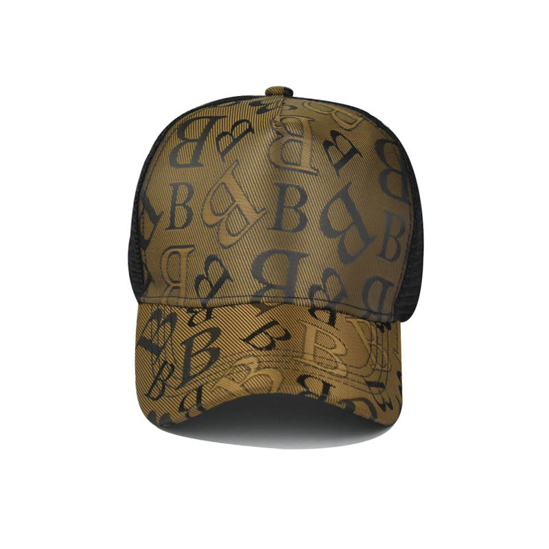 Gorra de béisbol con estampado de letra "B" para mujer, malla transpirable ajustable Hip Hop Trucker Sun Hat_voghion.com