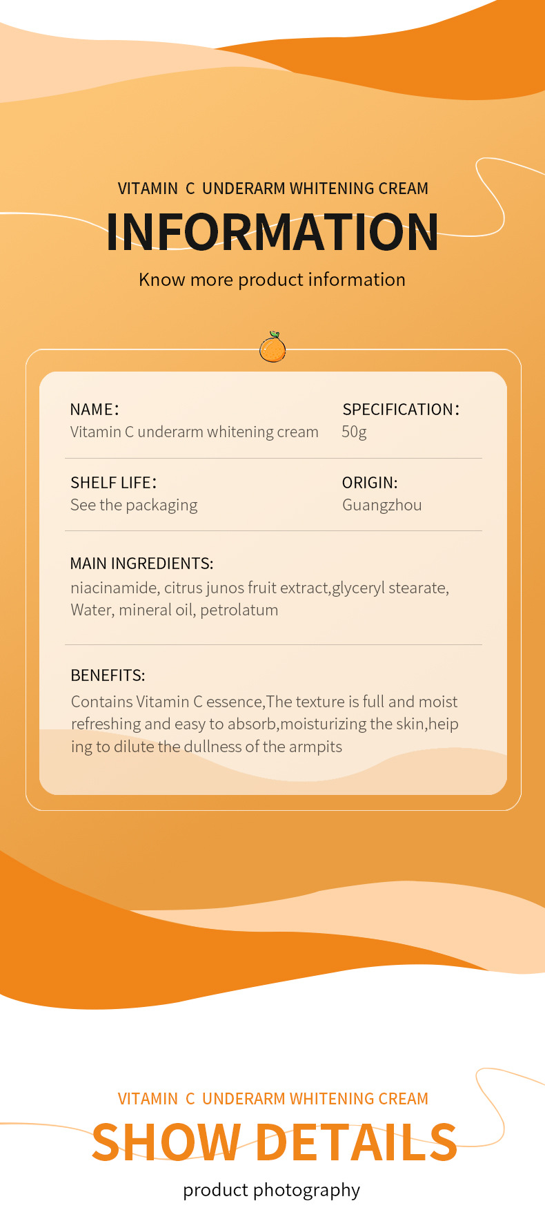VC Achselwäisscreme SADOER Vitamin C Gläichméisseg Haut Kierperpfleegcreme_voghion.com