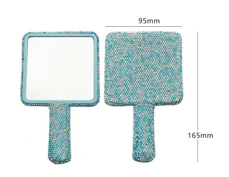 Heart-Shaped Handheld Vanity Mirror With Diamond Accents – Elegant PU Frame Makeup Mirror For Dressing Table, Gift-Ready Packaging_voghion.com