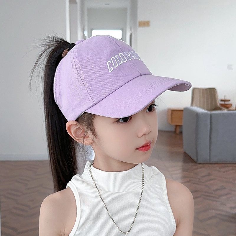 Gorra de béisbol de verano para niñas, con cola de caballo alta, moderna y con visera, para proteger del sol a los bebés._voghion.com
