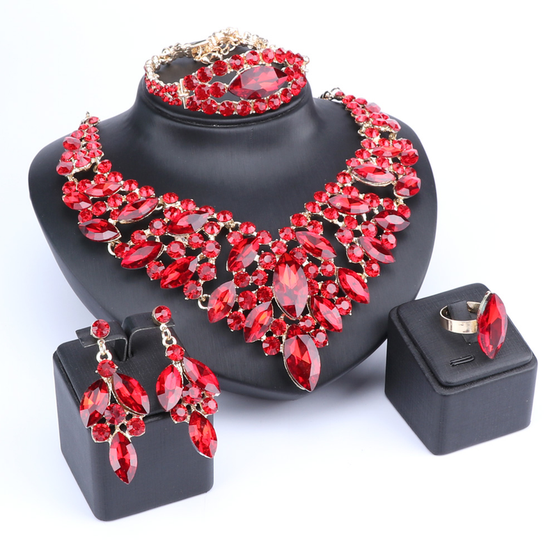 Set di gioielli da sposa in cristallo Collana da sposa Orecchini per spose Accessori per feste Strass Decorazione Regalo Set da donna_voghion.com